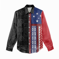 Samoa Flag Women Casual Shirt Ula Fala With Samoan Siapo - Polynesian Pride