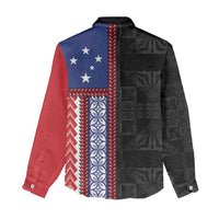 Samoa Flag Women Casual Shirt Ula Fala With Samoan Siapo - Polynesian Pride