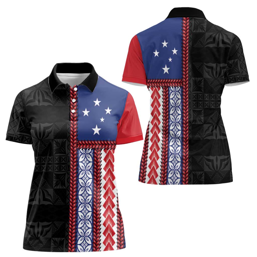 Samoa Flag Women Polo Shirt Ula Fala With Samoan Siapo LT05 - Polynesian Pride