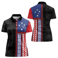 Samoa Flag Women Polo Shirt Ula Fala With Samoan Siapo LT05 - Polynesian Pride