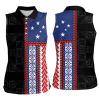Samoa Flag Women Sleeveless Polo Shirt Ula Fala With Samoan Siapo LT05 - Polynesian Pride