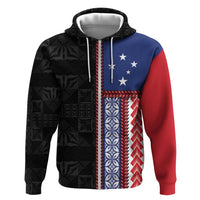 Samoa Flag Zip Hoodie Ula Fala With Samoan Siapo LT05 Zip Hoodie Black - Polynesian Pride