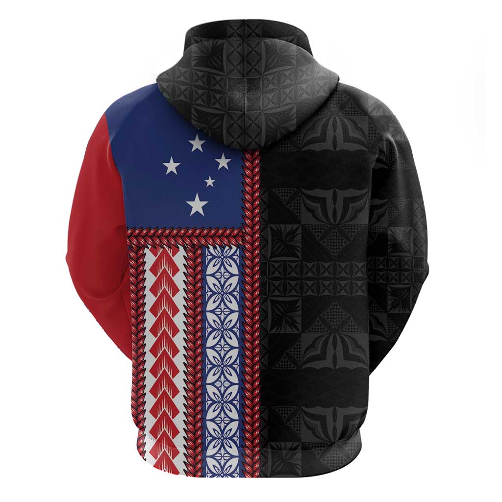 Samoa Flag Zip Hoodie Ula Fala With Samoan Siapo LT05 - Polynesian Pride
