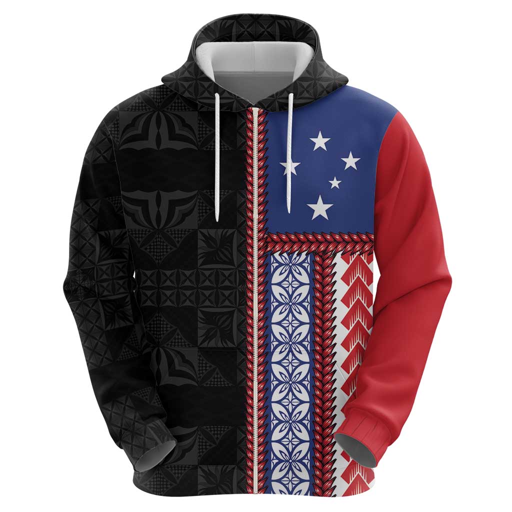 Samoa Flag Zip Hoodie Ula Fala With Samoan Siapo LT05 - Polynesian Pride