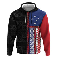 Samoa Flag Zip Hoodie Ula Fala With Samoan Siapo LT05 Pullover Hoodie Black - Polynesian Pride
