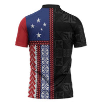 Samoa Flag Zipper Polo Shirt Ula Fala With Samoan Siapo LT05 - Polynesian Pride