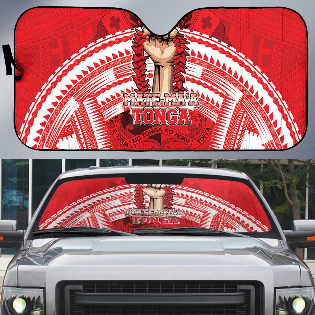 Tonga Rugby Mate Ma'a Auto Sun Shade Tongan Pride Unique Style - Polynesian Pride