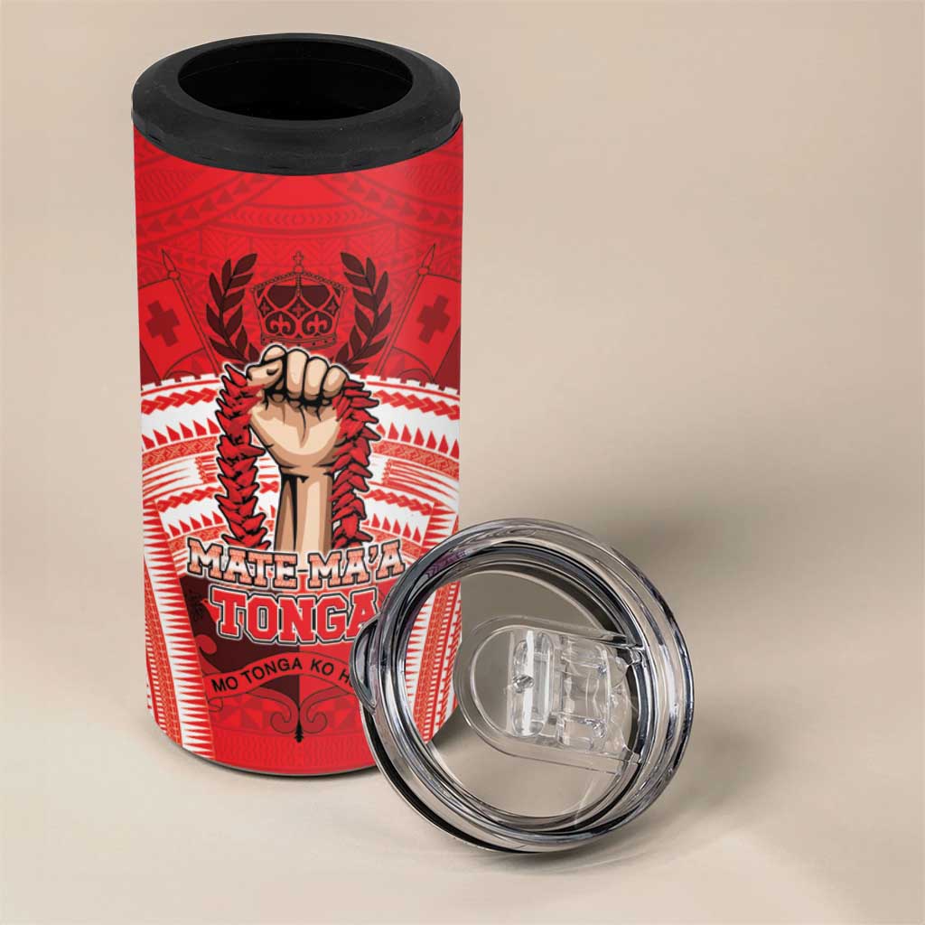 Custom Tonga Rugby Mate Ma'a 4 in 1 Can Cooler Tumbler Tongan Pride Unique Style - Polynesian Pride