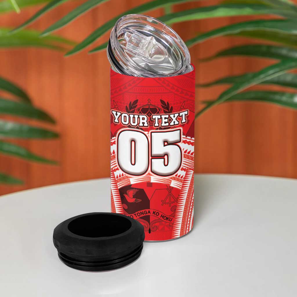 Custom Tonga Rugby Mate Ma'a 4 in 1 Can Cooler Tumbler Tongan Pride Unique Style - Polynesian Pride