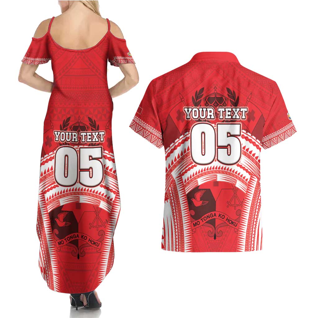 Custom Tonga Rugby Mate Ma'a Couples Matching Summer Maxi Dress and Hawaiian Shirt Tongan Pride Unique Style - Polynesian Pride
