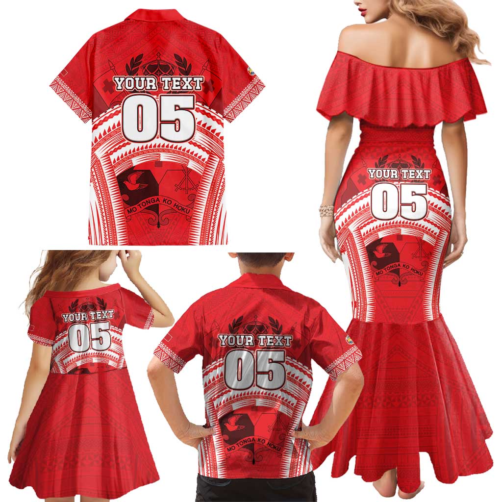 Custom Tonga Rugby Mate Ma'a Family Matching Mermaid Dress and Hawaiian Shirt Tongan Pride Unique Style - Polynesian Pride