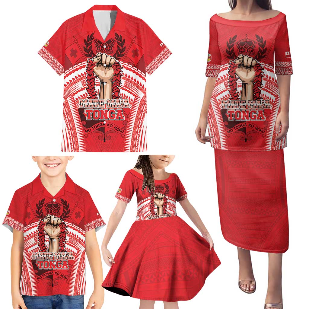 Custom Tonga Rugby Mate Ma'a Family Matching Puletasi and Hawaiian Shirt Tongan Pride Unique Style - Polynesian Pride