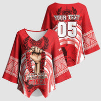 Custom Tonga Rugby Mate Ma'a Kimono Sleeve Blouse Tongan Pride Unique Style - Polynesian Pride