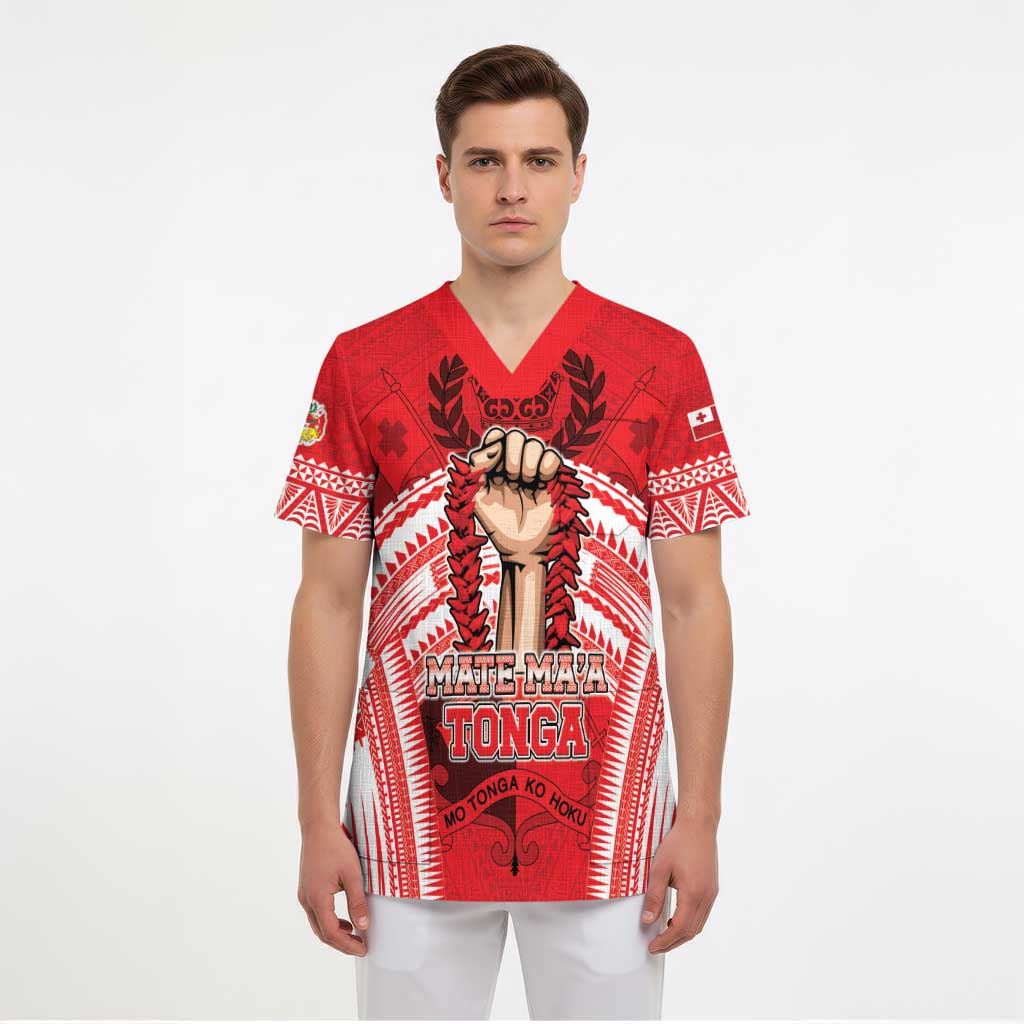 Custom Tonga Rugby Mate Ma'a Scrub Top Tongan Pride Unique Style - Polynesian Pride