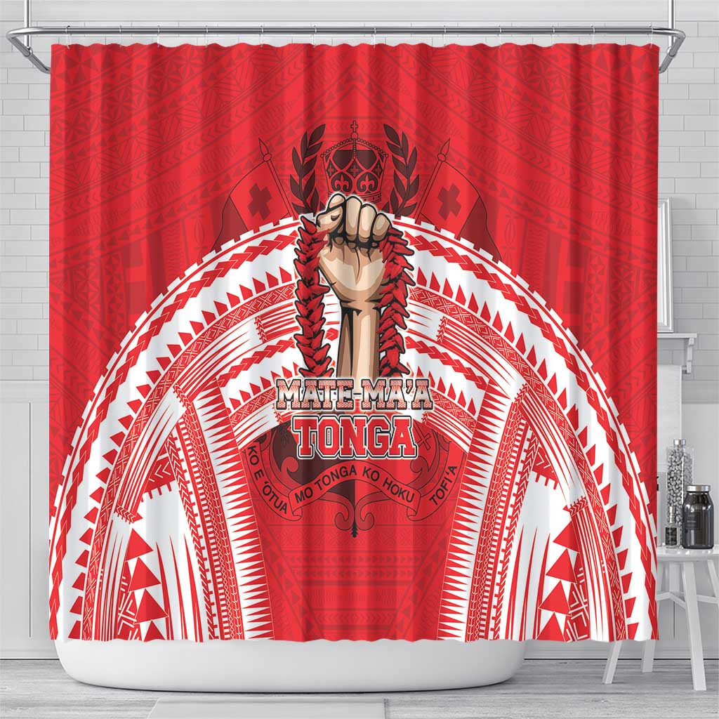 Tonga Rugby Mate Ma'a Shower Curtain Tongan Pride Unique Style - Polynesian Pride