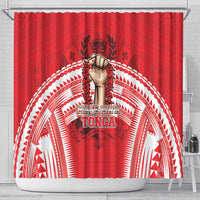Tonga Rugby Mate Ma'a Shower Curtain Tongan Pride Unique Style - Polynesian Pride