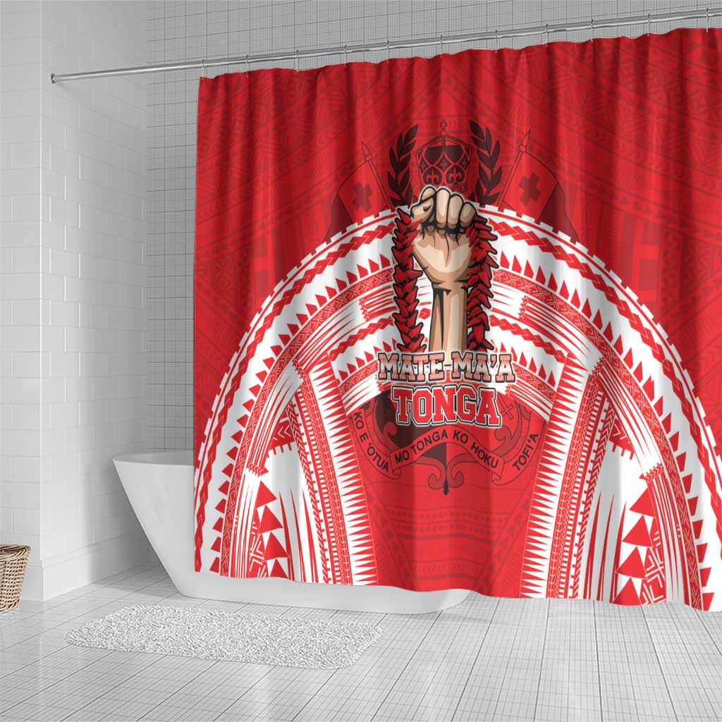 Tonga Rugby Mate Ma'a Shower Curtain Tongan Pride Unique Style - Polynesian Pride
