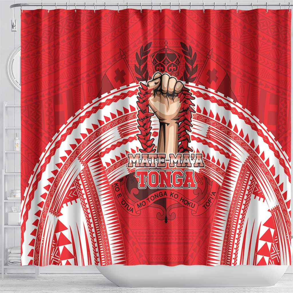 Tonga Rugby Mate Ma'a Shower Curtain Tongan Pride Unique Style - Polynesian Pride