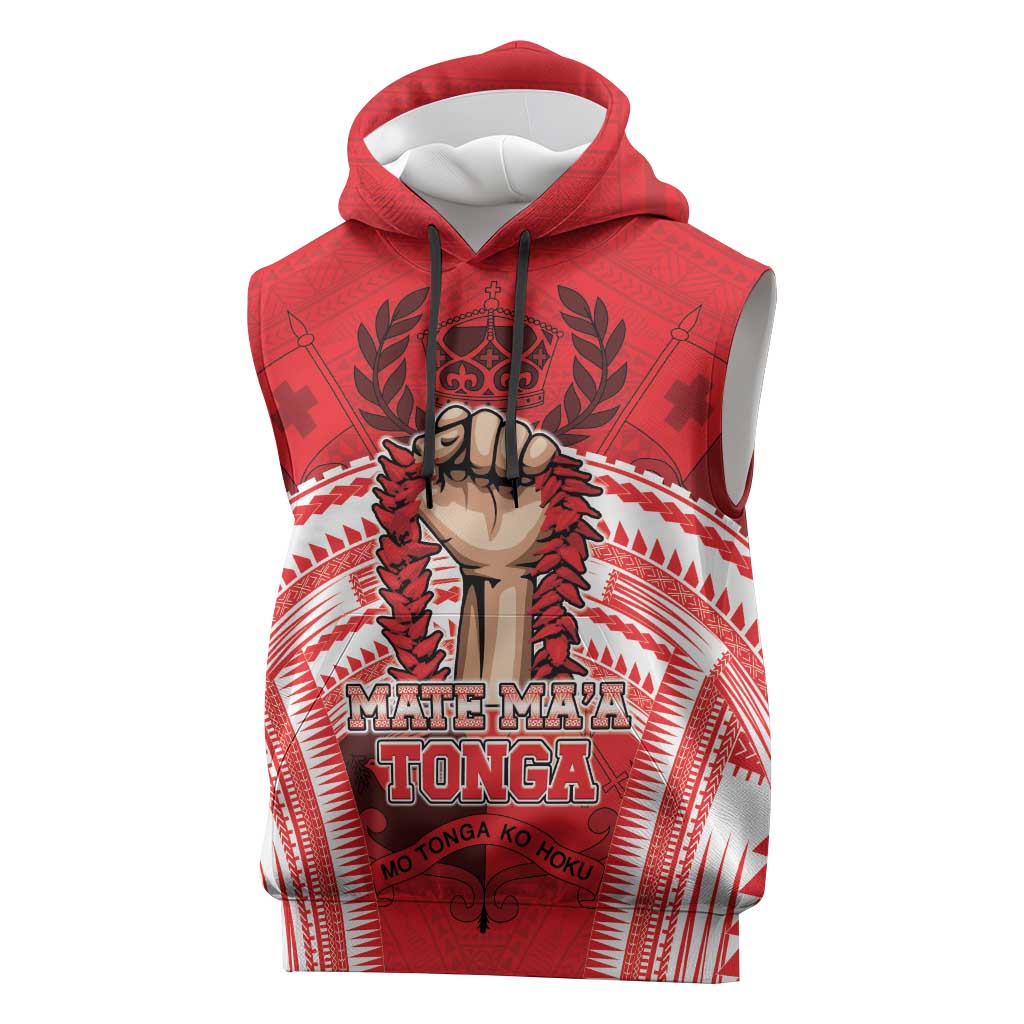 Custom Tonga Rugby Mate Ma'a Sleeveless Hoodie Tongan Pride Unique Style - Polynesian Pride