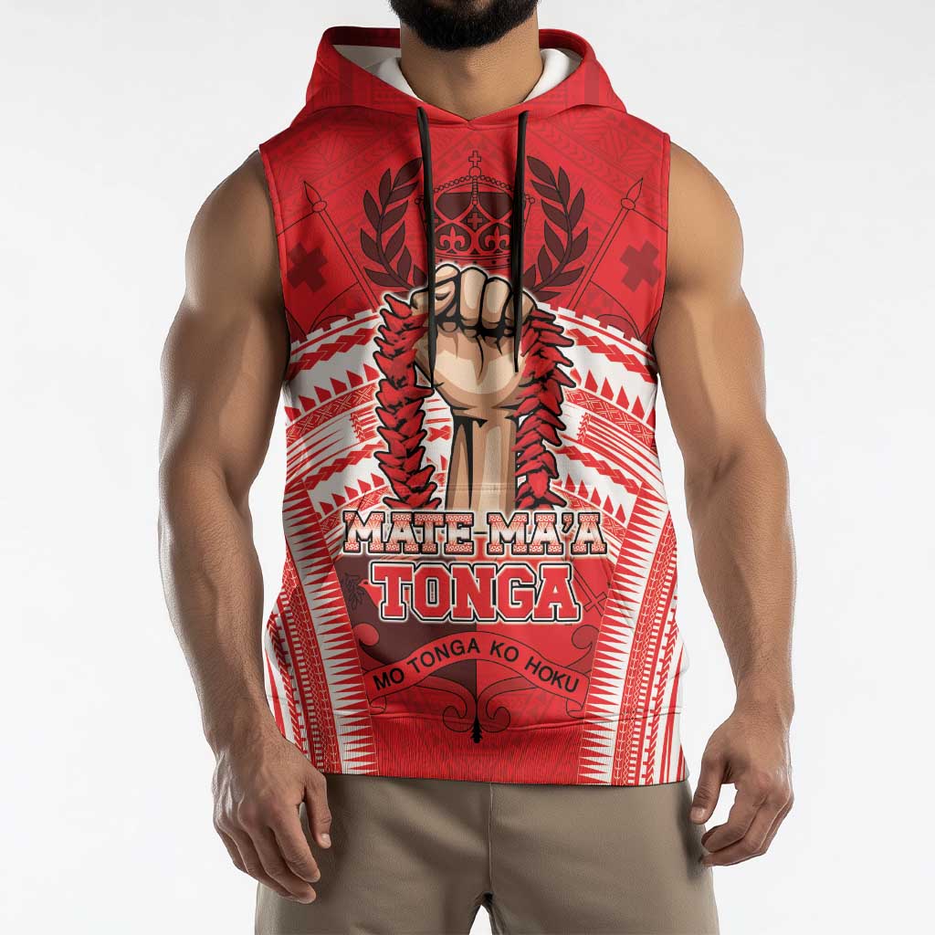 Custom Tonga Rugby Mate Ma'a Sleeveless Hoodie Tongan Pride Unique Style - Polynesian Pride