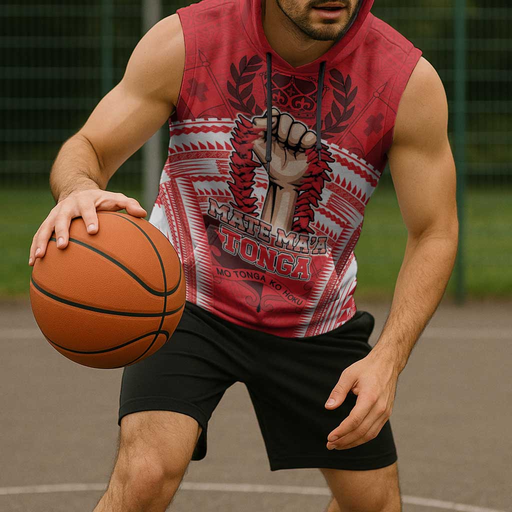 Custom Tonga Rugby Mate Ma'a Sleeveless Hoodie Tongan Pride Unique Style - Polynesian Pride