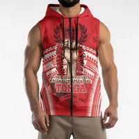Custom Tonga Rugby Mate Ma'a Sleeveless Zip Hoodie Tongan Pride Unique Style - Polynesian Pride