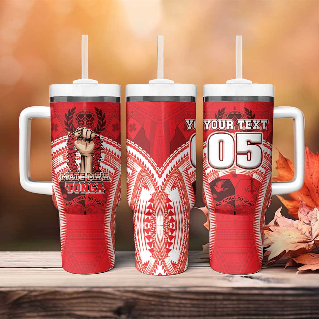 Custom Tonga Rugby Mate Ma'a Tumbler With Handle Tongan Pride Unique Style - Polynesian Pride