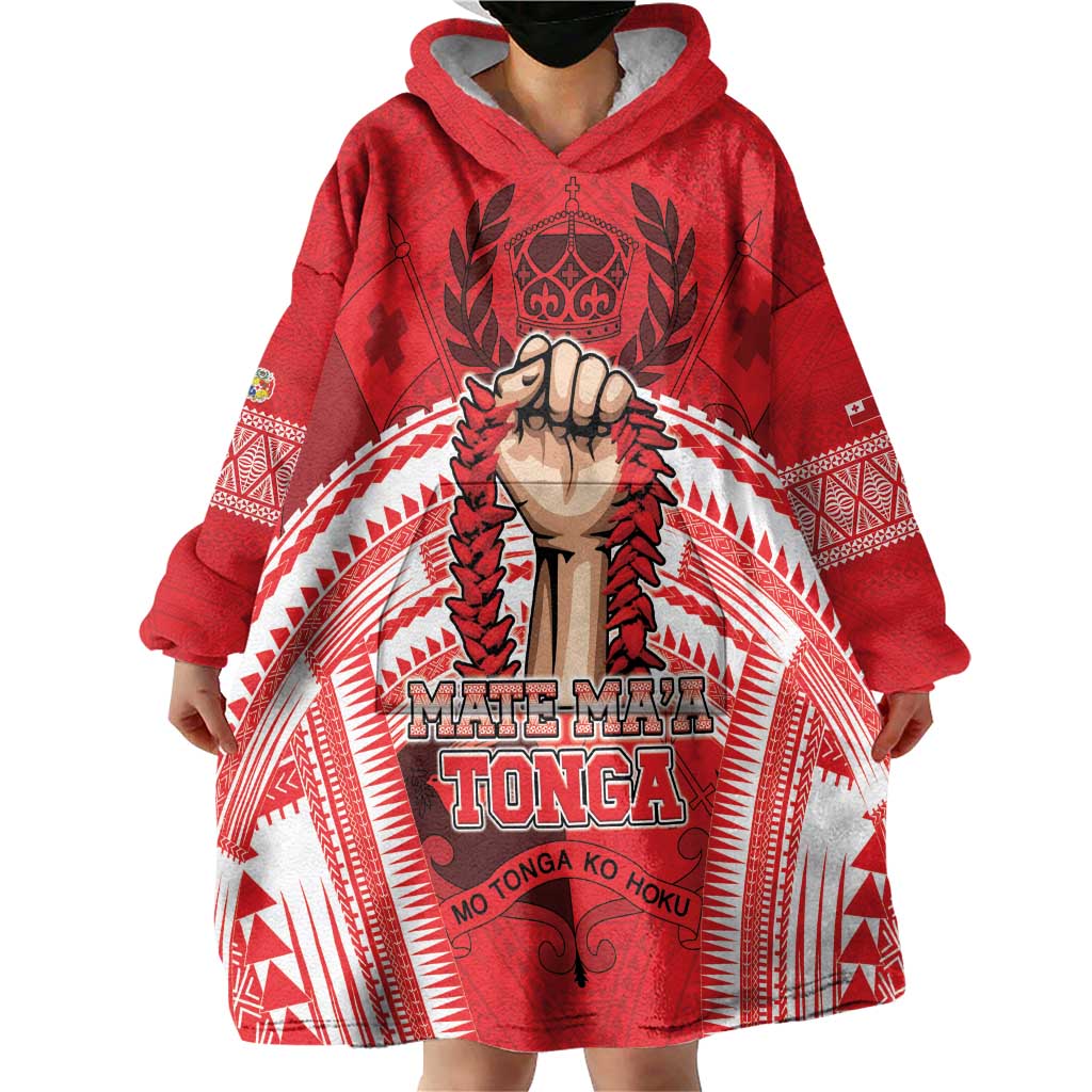Custom Tonga Rugby Mate Ma'a Wearable Blanket Hoodie Tongan Pride Unique Style - Polynesian Pride