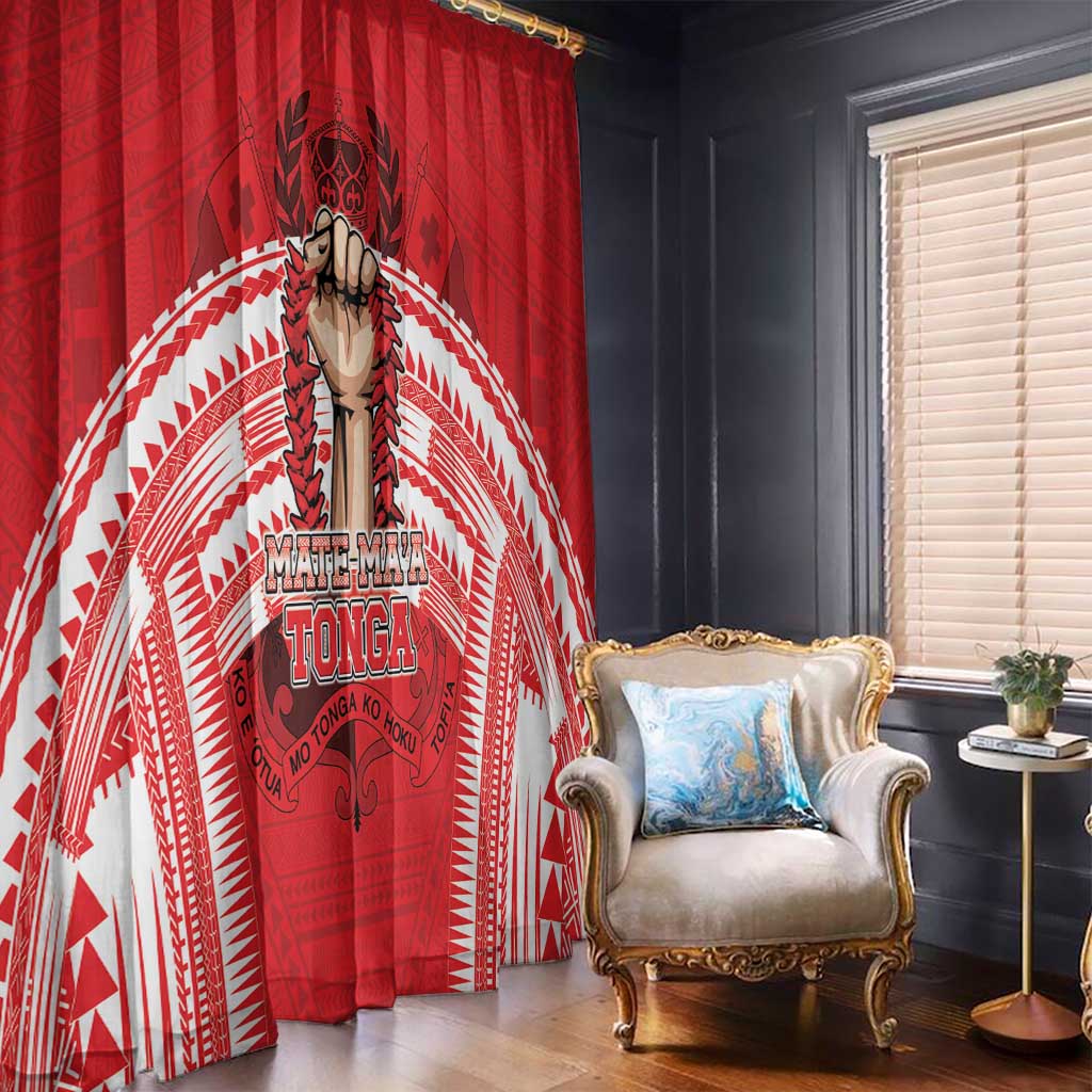 Tonga Rugby Mate Ma'a Window Curtain Tongan Pride Unique Style - Polynesian Pride