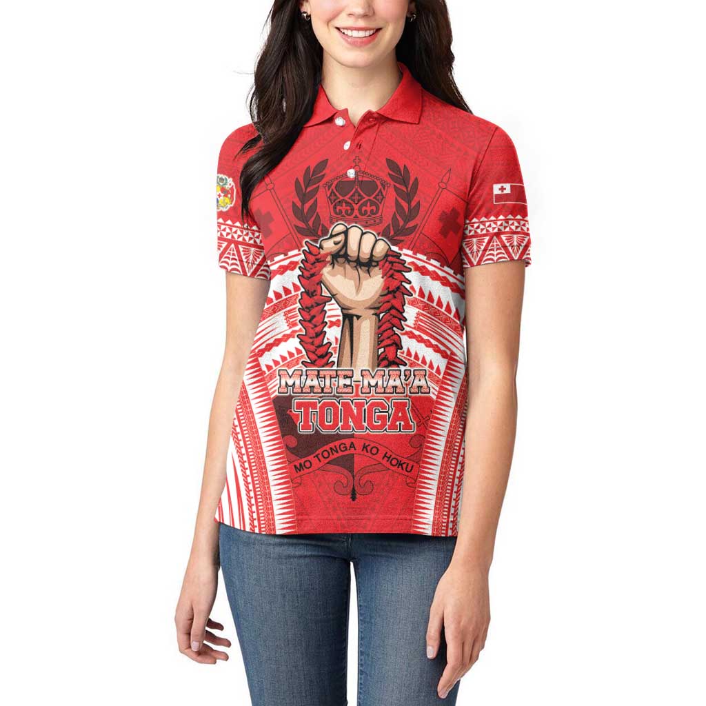 Custom Tonga Rugby Mate Ma'a Women Polo Shirt Tongan Pride Unique Style - Polynesian Pride