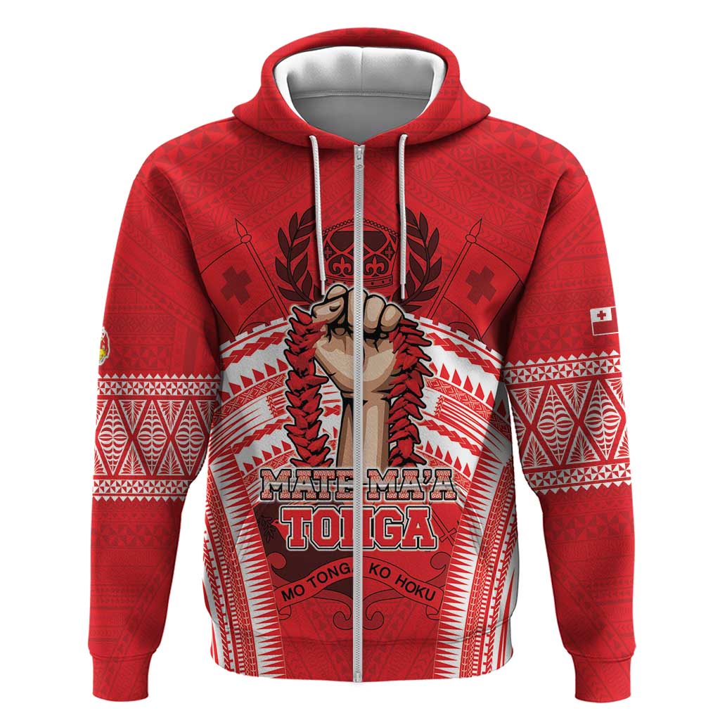 Custom Tonga Rugby Mate Ma'a Zip Hoodie Tongan Pride Unique Style - Polynesian Pride