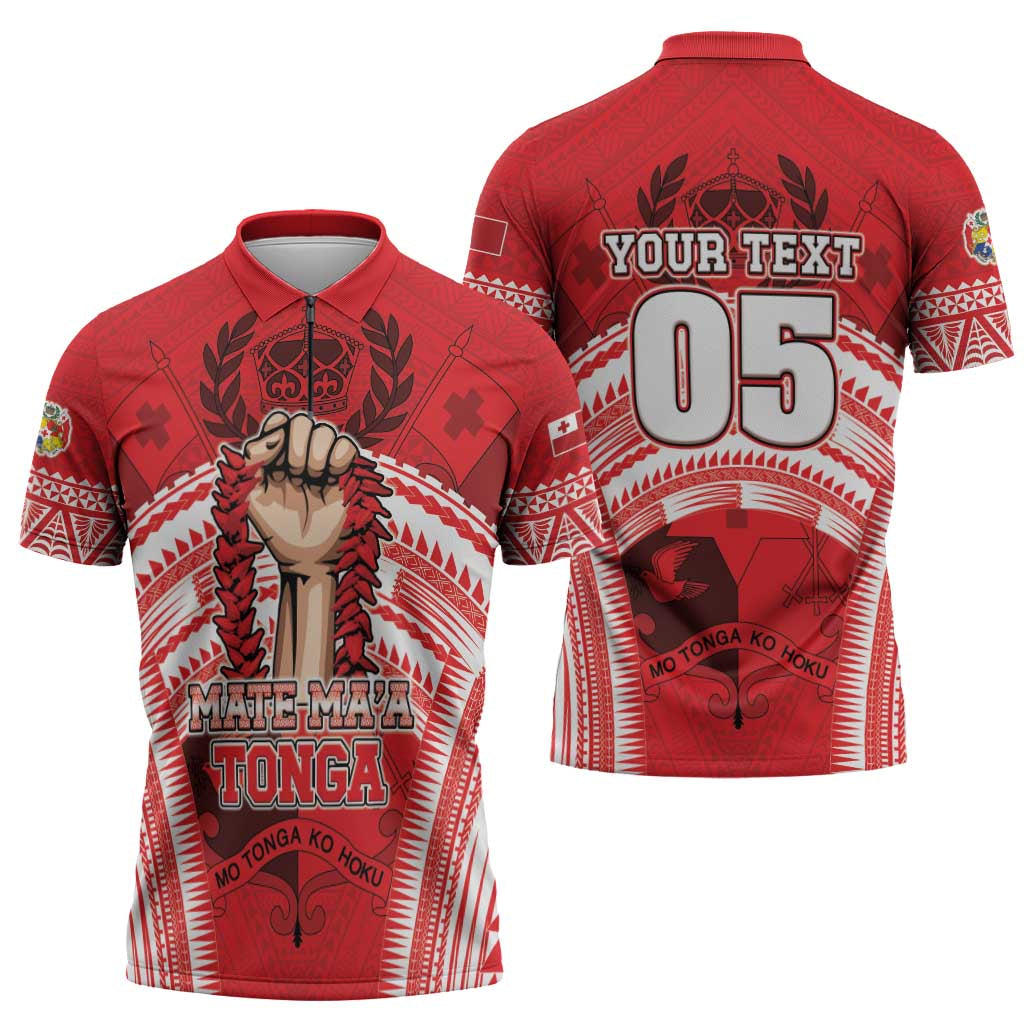 Custom Tonga Rugby Mate Ma'a Zipper Polo Shirt Tongan Pride Unique Style - Polynesian Pride