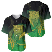 New Zealand Aotearoa Ruru Baseball Jersey Maori Fern Art Green