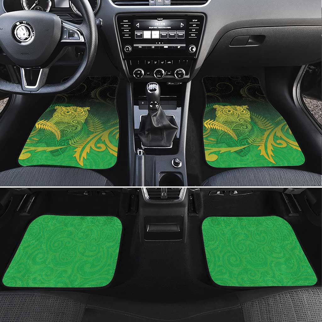 New Zealand Aotearoa Ruru Car Mats Maori Fern Art Green