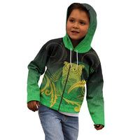 New Zealand Aotearoa Ruru Kid Hoodie Maori Fern Art Green