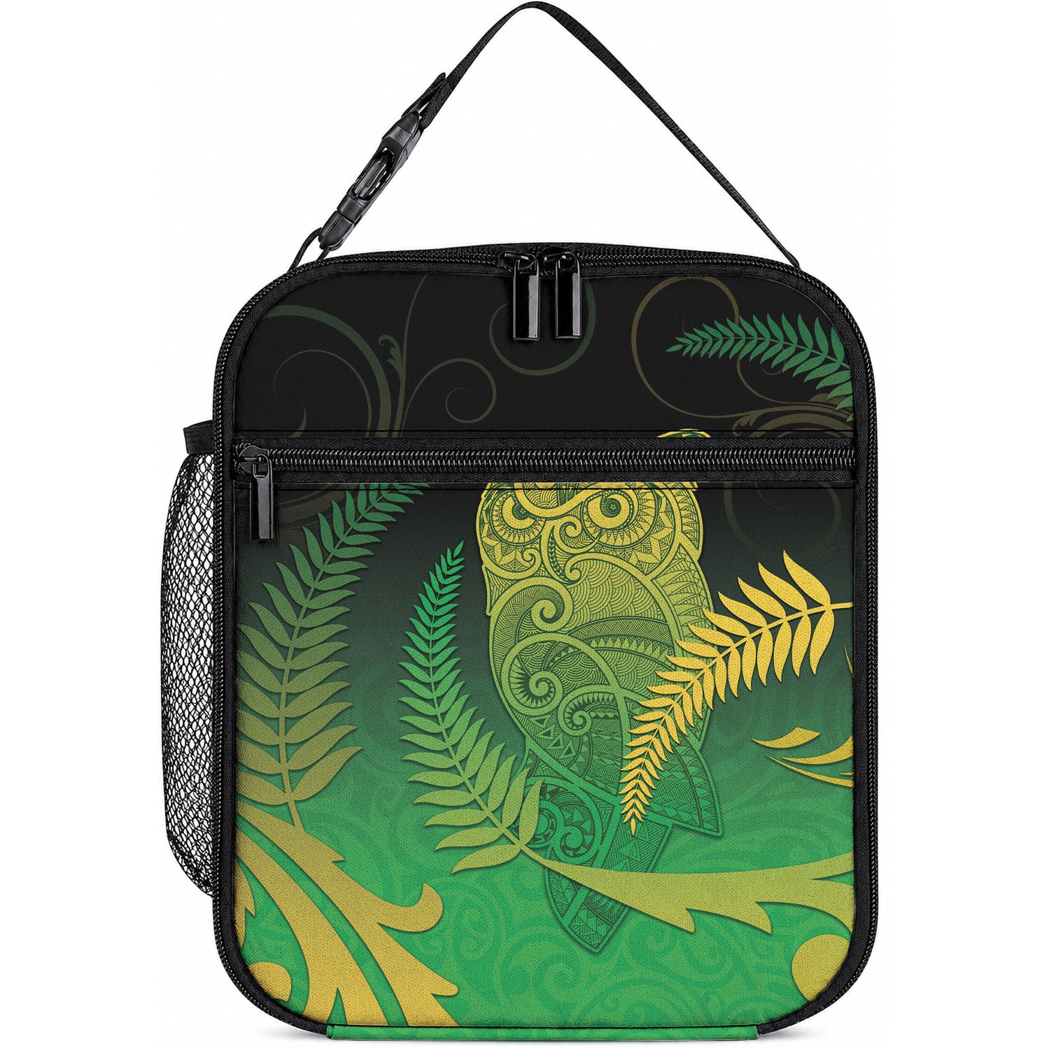 New Zealand Aotearoa Ruru Lunch Bag Maori Fern Art Green LT05 10.2 × 8.3 × 4.3 inch Green - Polynesian Pride