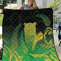 New Zealand Aotearoa Ruru Quilt Maori Fern Art Green