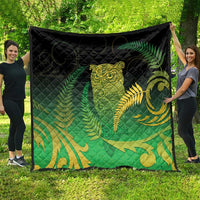 New Zealand Aotearoa Ruru Quilt Maori Fern Art Green