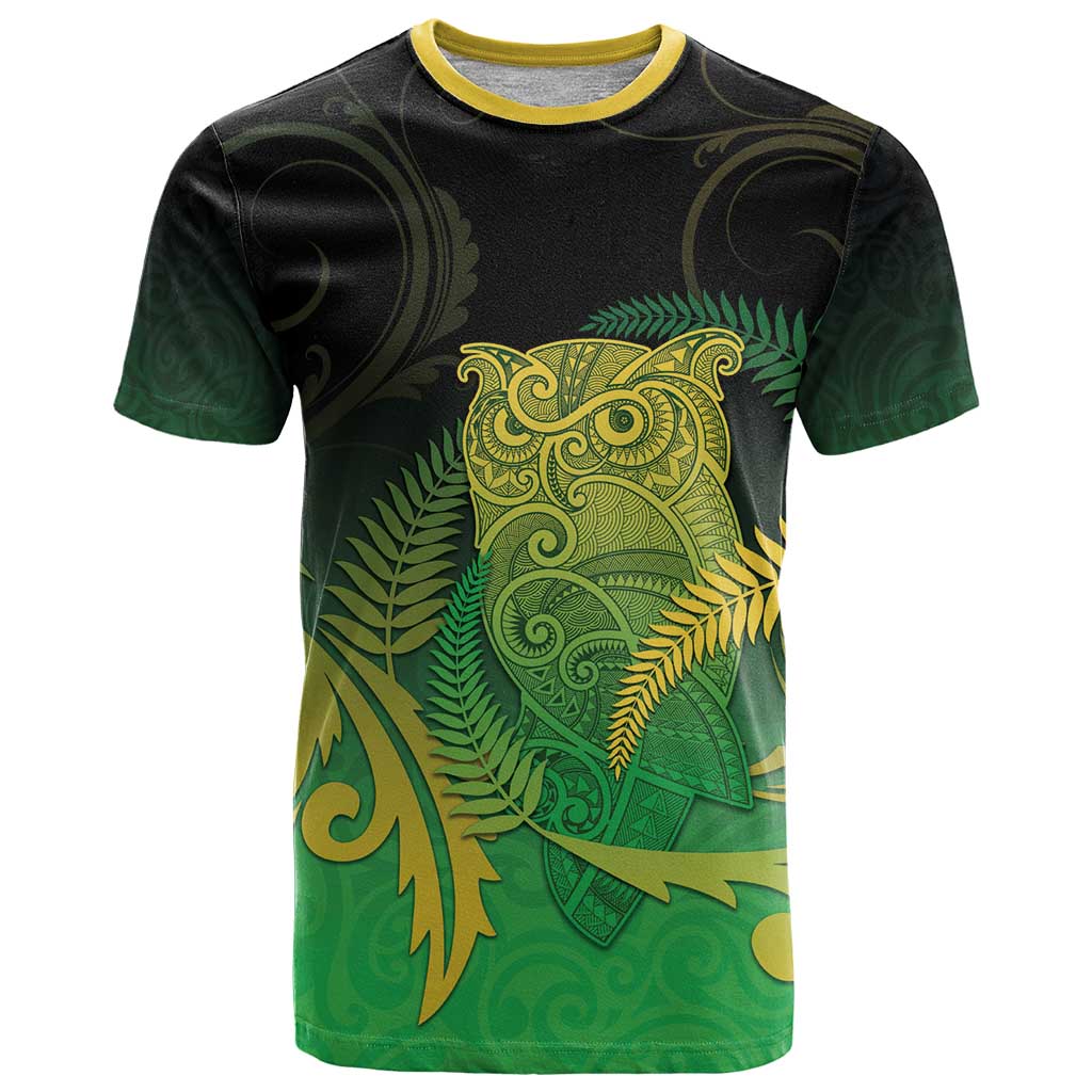 New Zealand Aotearoa Ruru T Shirt Maori Fern Art Green