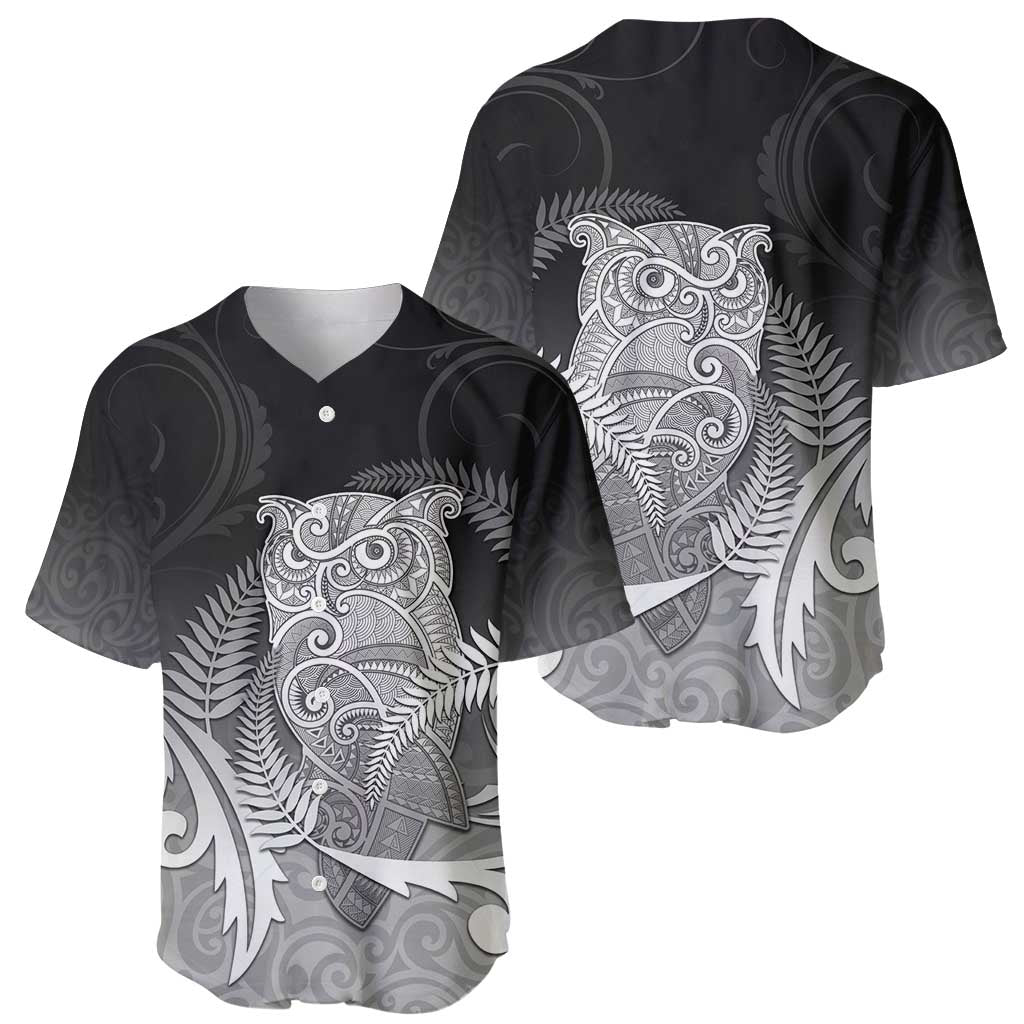 New Zealand Aotearoa Ruru Baseball Jersey Maori Fern Art Black