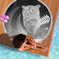 New Zealand Aotearoa Ruru Beach Blanket Maori Fern Art Black LT05 - Polynesian Pride