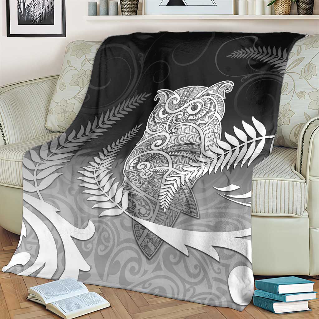 New Zealand Aotearoa Ruru Blanket Maori Fern Art Black LT05 - Polynesian Pride
