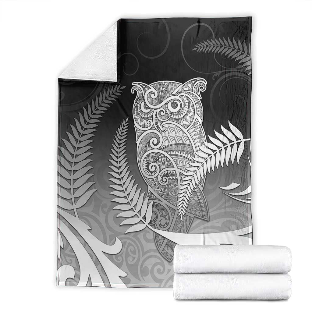 New Zealand Aotearoa Ruru Blanket Maori Fern Art Black LT05 - Polynesian Pride