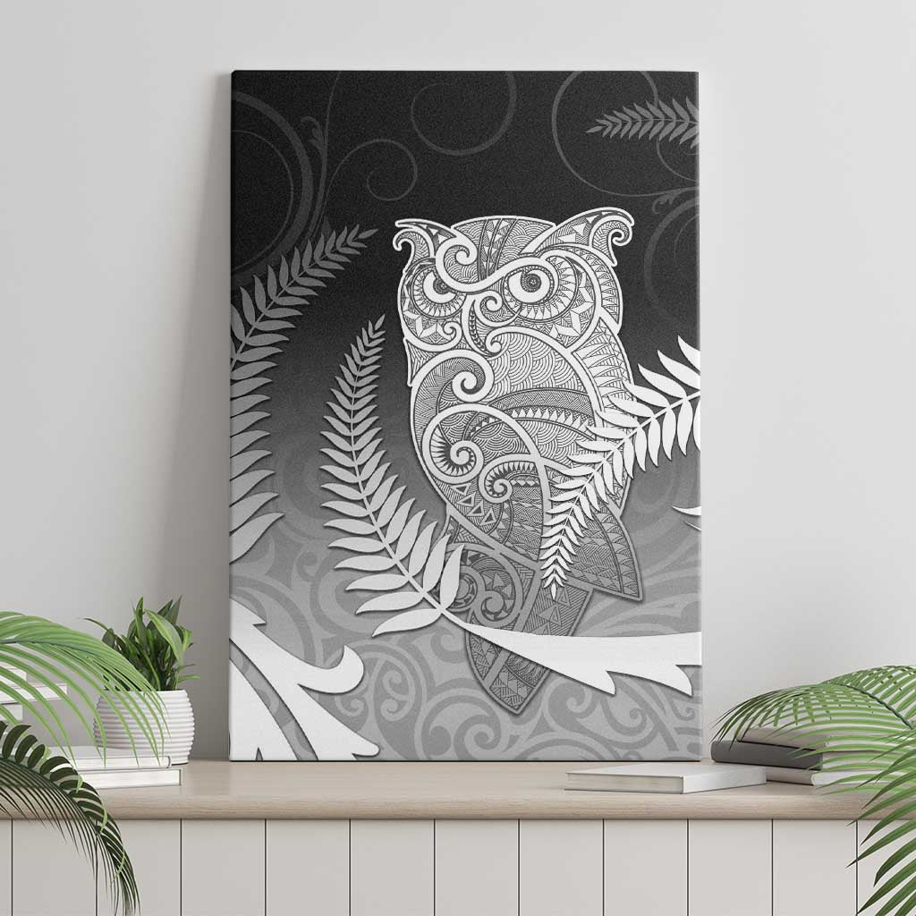 New Zealand Aotearoa Ruru Canvas Wall Art Maori Fern Art Black LT05 - Polynesian Pride