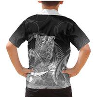 New Zealand Aotearoa Ruru Family Matching Mermaid Dress and Hawaiian Shirt Maori Fern Art Black