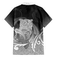 New Zealand Aotearoa Ruru Hawaiian Shirt Maori Fern Art Black