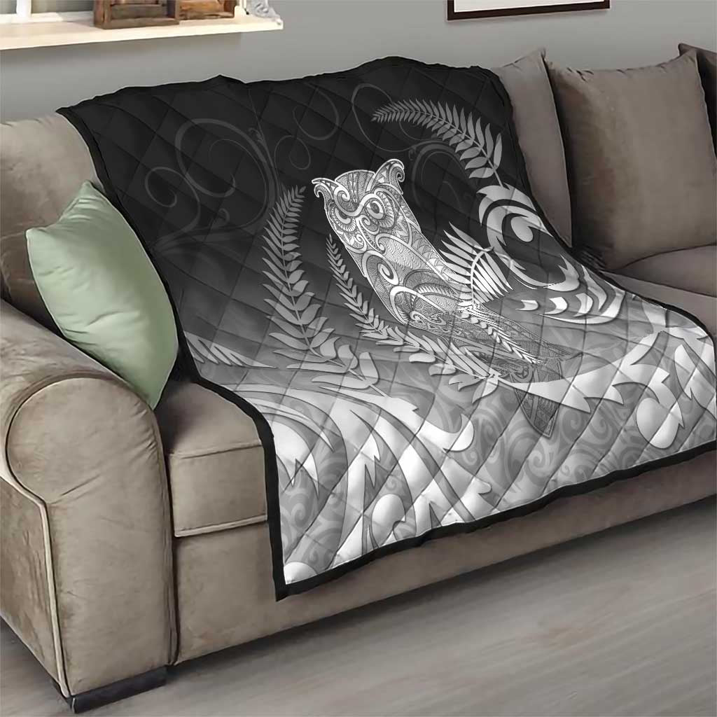 New Zealand Aotearoa Ruru Quilt Maori Fern Art Black