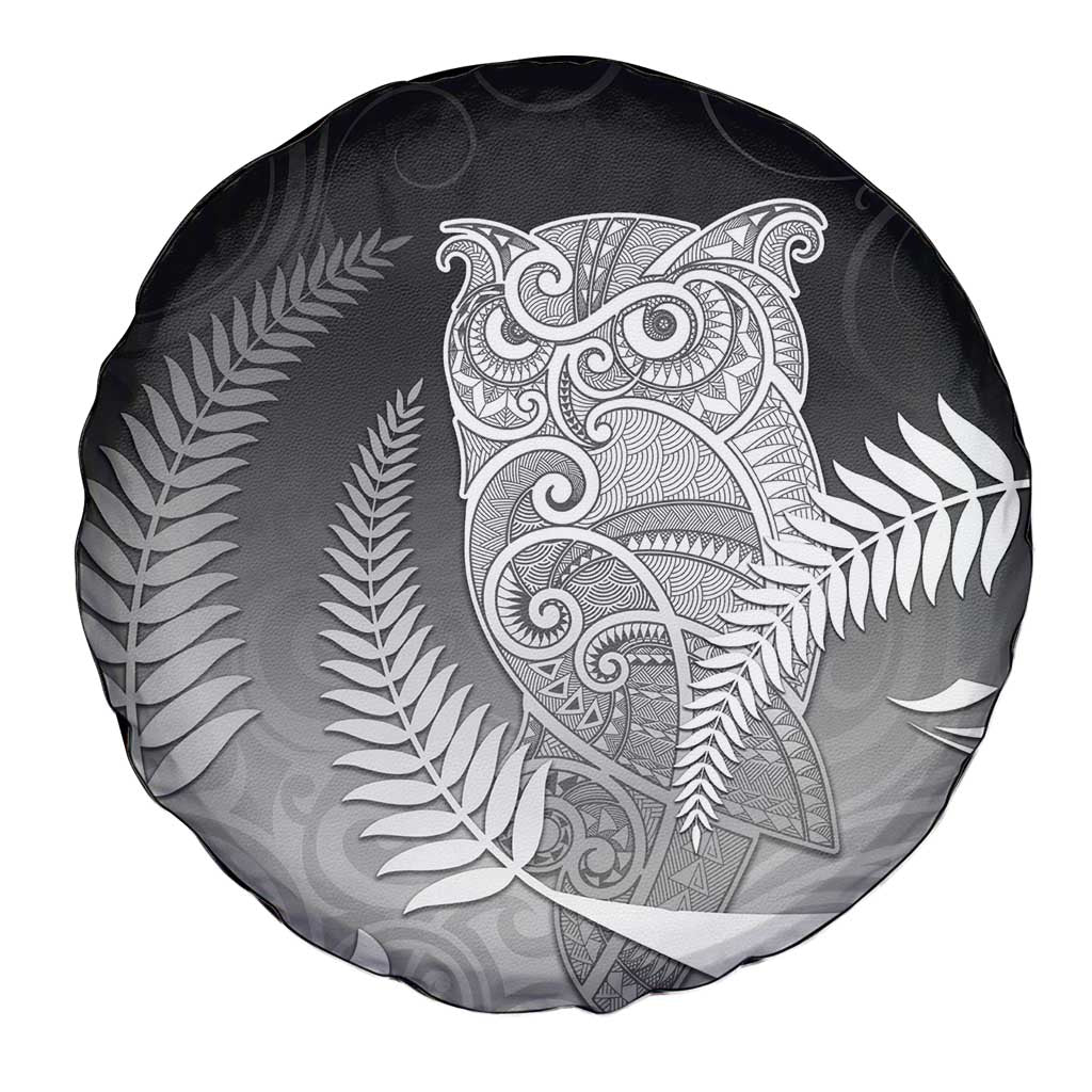 New Zealand Aotearoa Ruru Spare Tire Cover Maori Fern Art Black