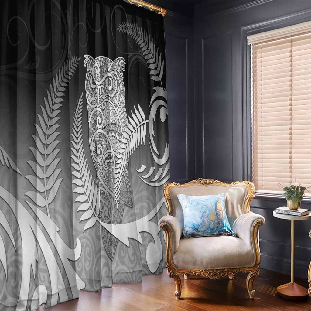 New Zealand Aotearoa Ruru Window Curtain Maori Fern Art Black LT05 - Polynesian Pride