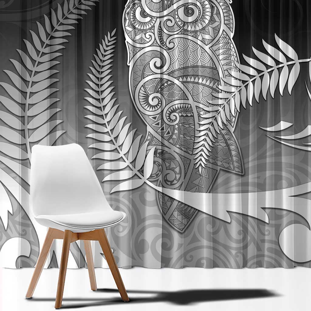 New Zealand Aotearoa Ruru Window Curtain Maori Fern Art Black LT05 - Polynesian Pride